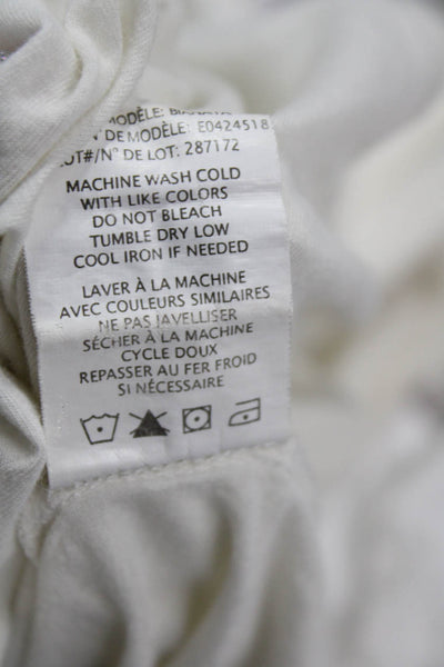 Theory Womens Basic White Cotton Viscose Round Neck Short Sleeve T-Shirt Size S