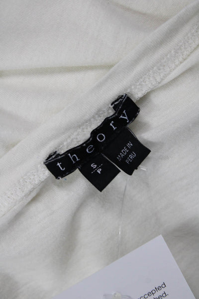 Theory Womens Basic White Cotton Viscose Round Neck Short Sleeve T-Shirt Size S