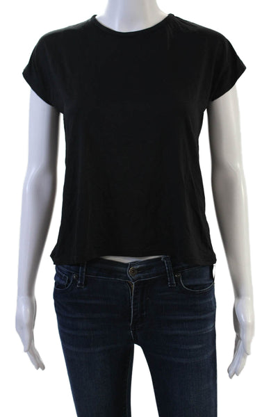 K-Deer Womens Cropped Basic T-Shirt Black Crew Neck Short Sleeve Size XS