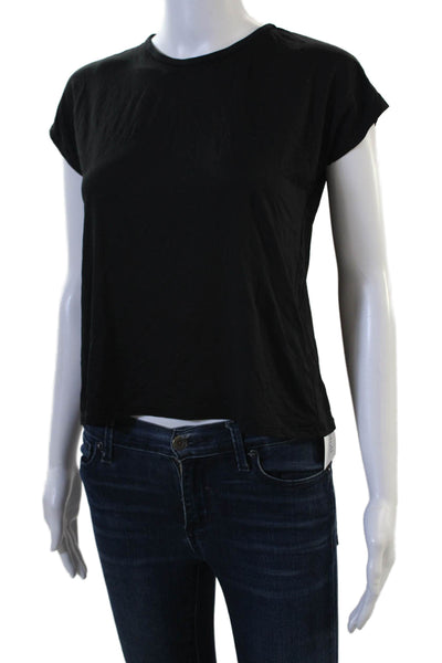 K-Deer Womens Cropped Basic T-Shirt Black Crew Neck Short Sleeve Size XS