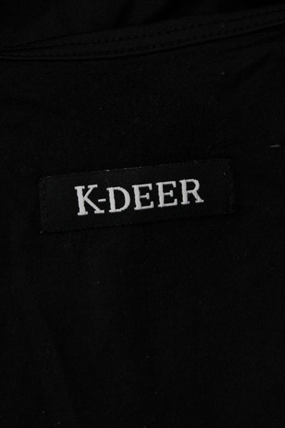 K-Deer Womens Cropped Basic T-Shirt Black Crew Neck Short Sleeve Size XS