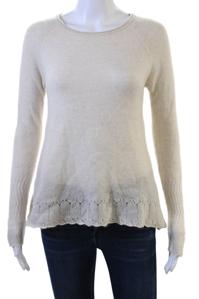 Velvet by Graham & Spencer Women Beige Cashmere Pullover Sweater Size XS