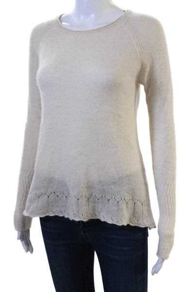 Velvet by Graham & Spencer Women Beige Cashmere Pullover Sweater Size XS