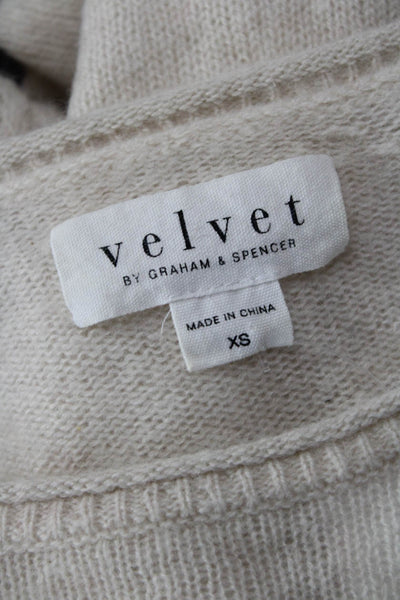 Velvet by Graham & Spencer Women Beige Cashmere Pullover Sweater Size XS