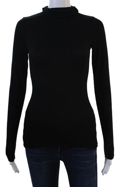 Club Monaco Womens Black Wool Blend Mock Neck Long Sleeve Top Petite Size XS