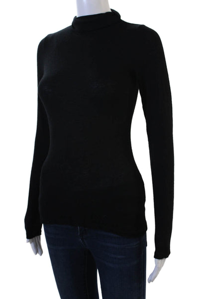Club Monaco Womens Black Wool Blend Mock Neck Long Sleeve Top Petite Size XS