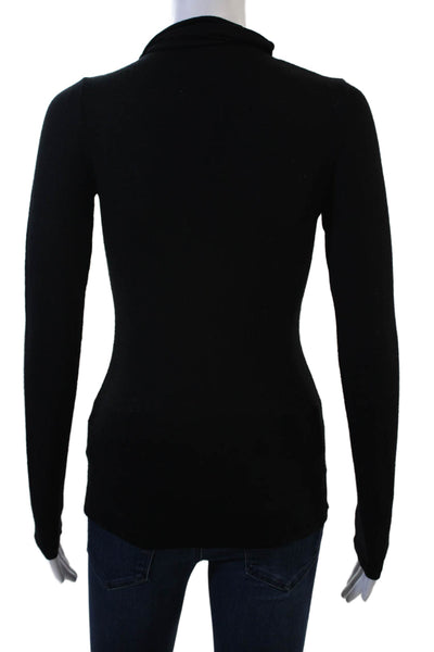Club Monaco Womens Black Wool Blend Mock Neck Long Sleeve Top Petite Size XS