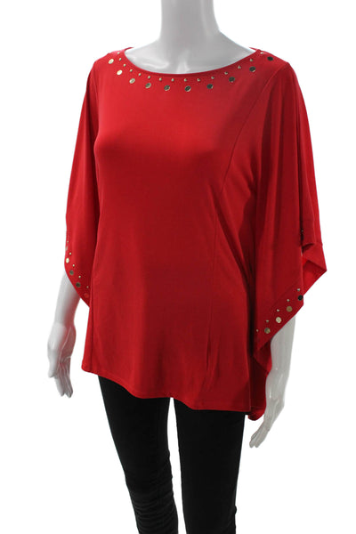 Michael Michael Kors Womens Kimono Tunic Blouse Red Petite Size S