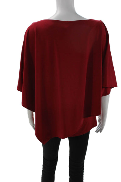 Adrianna Papell Womens Red V-Neck Tunic Blouse Short Sleeve Size M
