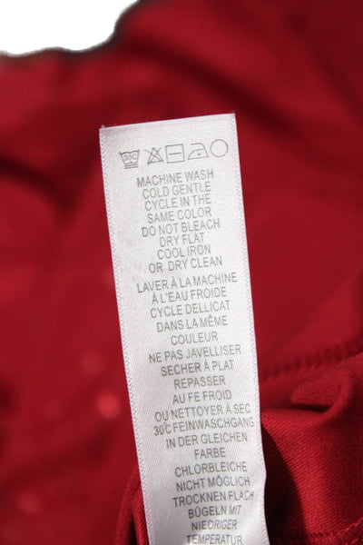 Adrianna Papell Womens Red V-Neck Tunic Blouse Short Sleeve Size M