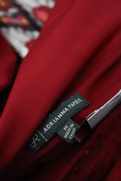 Adrianna Papell Womens Red V-Neck Tunic Blouse Short Sleeve Size M