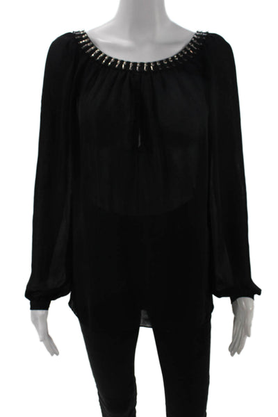Michael Michael Kors Women Tunic Blouse Black Long Sleeve Round Neck Size S