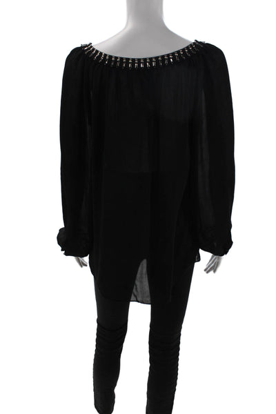 Michael Michael Kors Women Tunic Blouse Black Long Sleeve Round Neck Size S