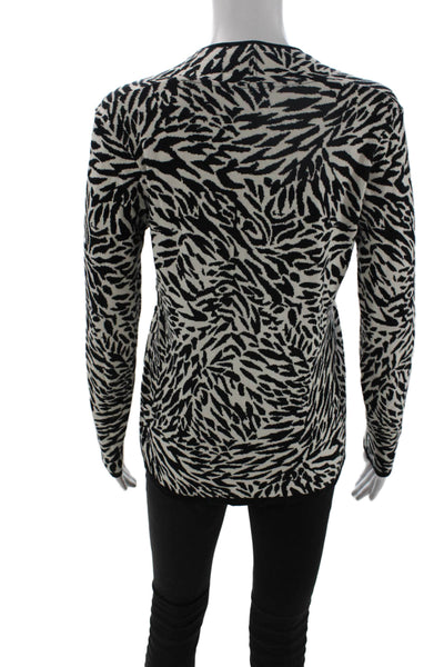 Dana Buchman Womens V-Neck Animal Print Pullover Black Long Sleeve Size S