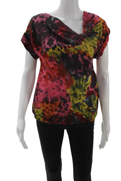 Trina Turk Women Black Short Sleeve Silk Wool Blouse Size PP
