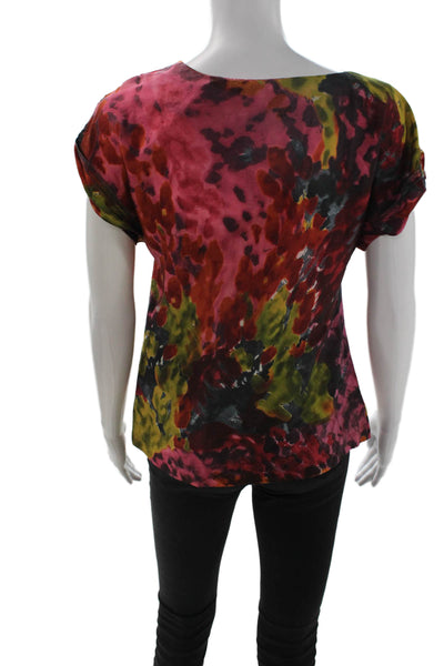 Trina Turk Women Black Short Sleeve Silk Wool Blouse Size PP