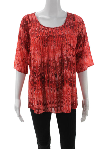 Michael Michael Kors Women Red Tunic 3/4 Sleeve Round Neck Polyester Size S