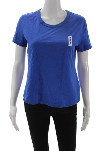 Adidas Women Blue Basic Cotton Crew Neck Short Sleeve T-Shirt Size M