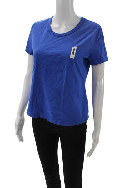 Adidas Women Blue Basic Cotton Crew Neck Short Sleeve T-Shirt Size M