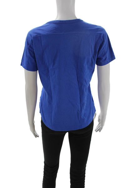 Adidas Women Blue Basic Cotton Crew Neck Short Sleeve T-Shirt Size M