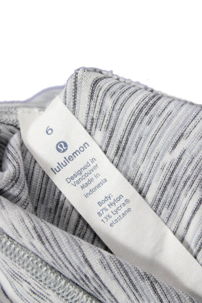 Lululemon Womens Ankle Leggings Gray Striped Nylon Lycra Size 6