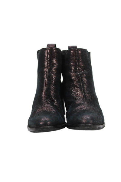 Rag & Bone WOmens Leather Sparkly Chelsea Boots Black Size 37.5 7.5