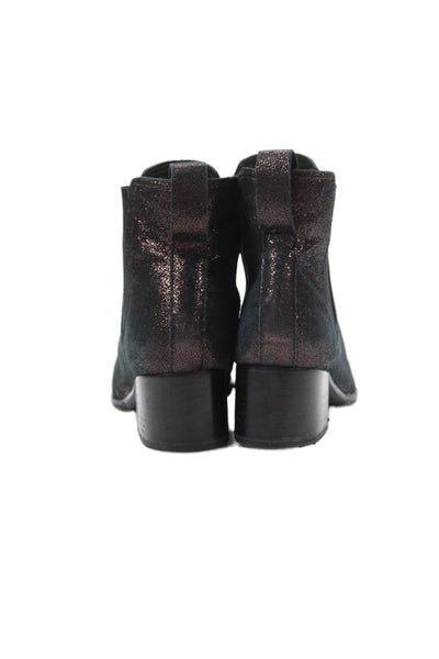 Rag & Bone WOmens Leather Sparkly Chelsea Boots Black Size 37.5 7.5