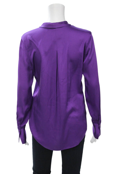 Kobi Halperin Women Purple Silk Blend Long Sleeve Solid Button Blouse Size S