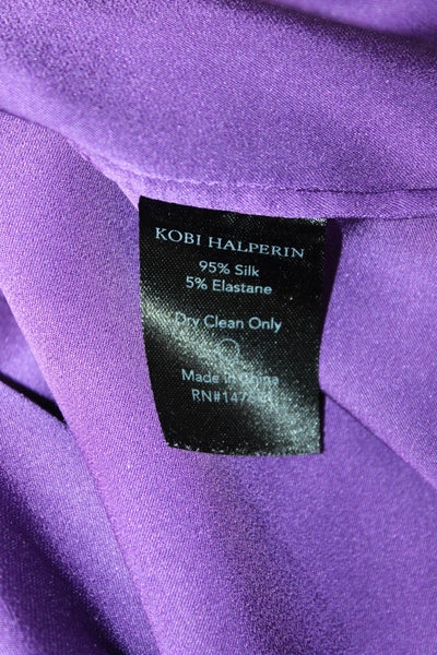 Kobi Halperin Women Purple Silk Blend Long Sleeve Solid Button Blouse Size S