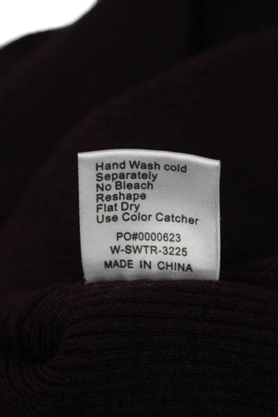 Slate Womens Pullover Mock Neck Long Sleeve Purple Sweater Button Size S