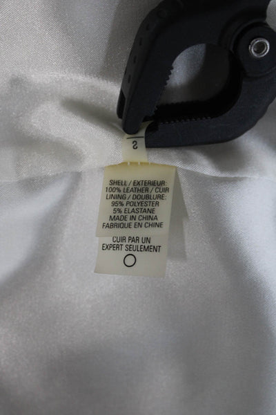 Bergdorf Goodman Womens Motorcycle Leather Jacket White Buckle Size S