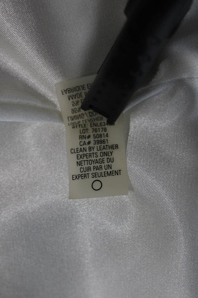 Bergdorf Goodman Womens Motorcycle Leather Jacket White Buckle Size S