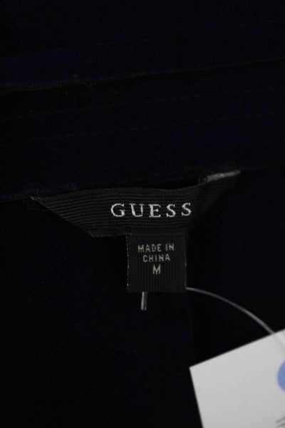GUESS Women Biker Motorcycle Jacket Black Buckle Collared Polyurethane Size M