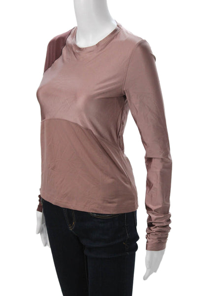 Nike Womens Basic Long Sleeve T-Shirt Brown Crew Neck Size S