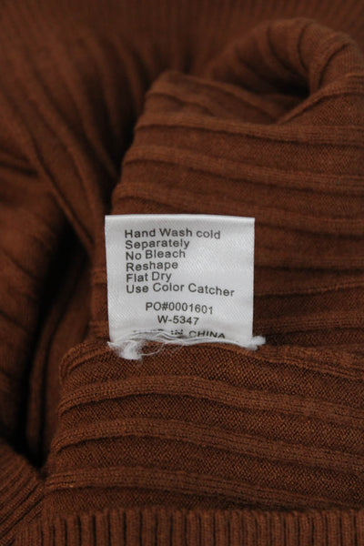 Beige Women Brown Striped Crew Neck Pullover Sweater Viscose Blend Size S