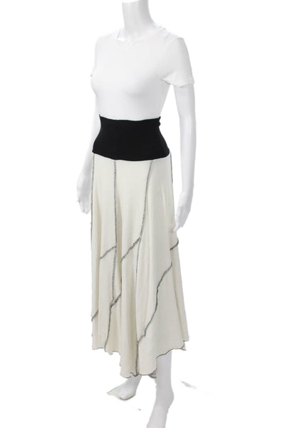 Parni Women A-Line Maxi Skirt Black 98% Cotton 2% Spandex Size S