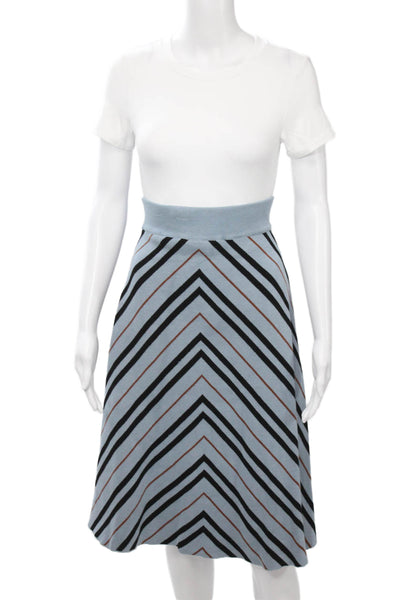 Paper Parachute Womens A-Line Striped Midi Skirt Black 70% Viscose Size XL
