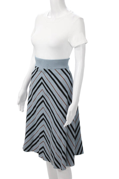 Paper Parachute Womens A-Line Striped Midi Skirt Black 70% Viscose Size XL
