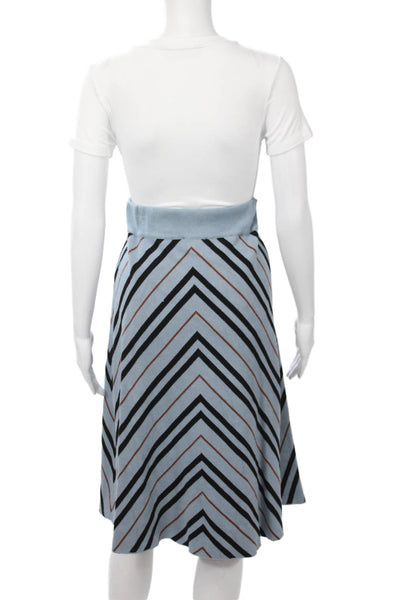Paper Parachute Womens A-Line Striped Midi Skirt Black 70% Viscose Size XL