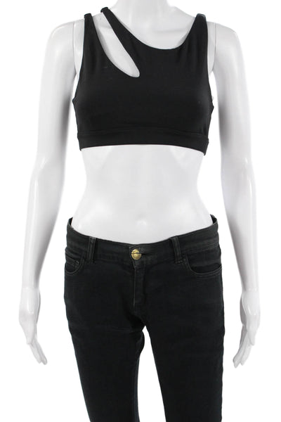 Alo Womens Solid Stretch Activewear Bra Black Size S