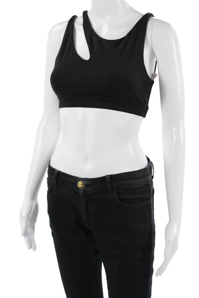 Alo Womens Solid Stretch Activewear Bra Black Size S