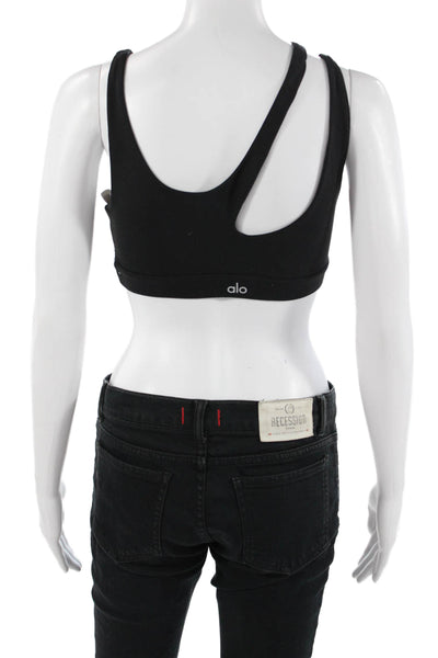 Alo Womens Solid Stretch Activewear Bra Black Size S