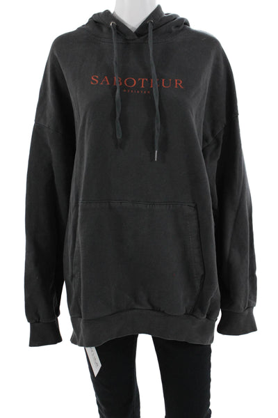 Ksubi Mens Pullover Hoodie Black Graphic Cotton Drawstring Long Sleeve Size XS