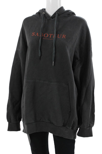 Ksubi Mens Pullover Hoodie Black Graphic Cotton Drawstring Long Sleeve Size XS