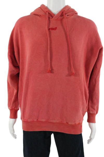 Criminal Damage London Mens Pullover Hoodie Red Drawstring Long Sleeve Size S