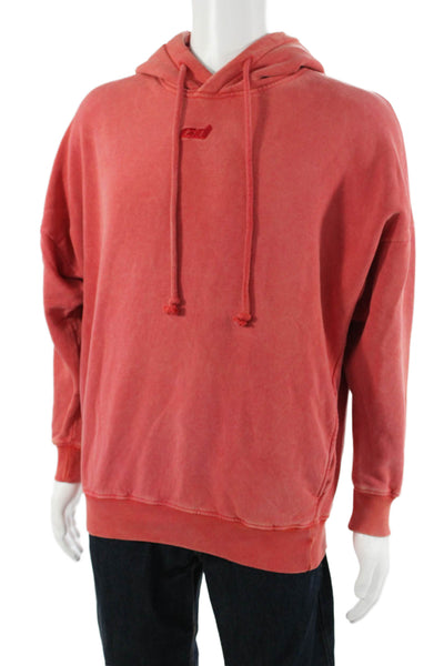 Criminal Damage London Mens Pullover Hoodie Red Drawstring Long Sleeve Size S