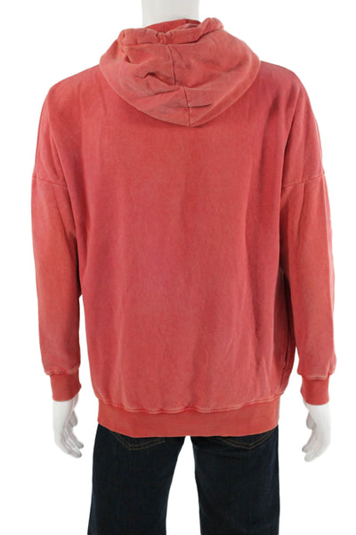 Criminal Damage London Mens Pullover Hoodie Red Drawstring Long Sleeve Size S