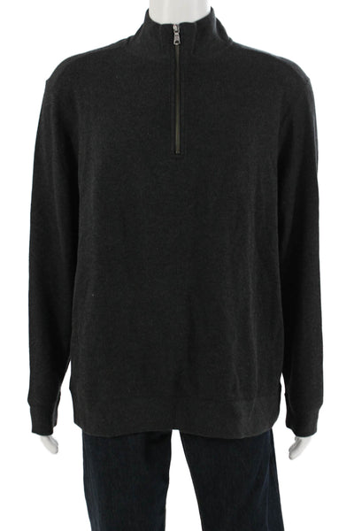 Banana Republic Mens Pullover Mock Neck Dark Gray Zip Sweater Size L