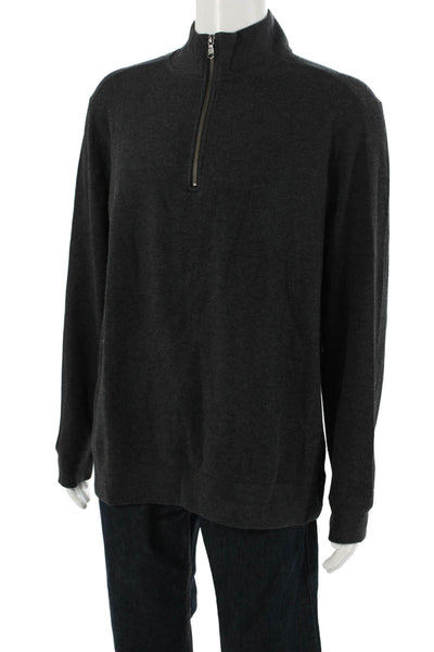 Banana Republic Mens Pullover Mock Neck Dark Gray Zip Sweater Size L