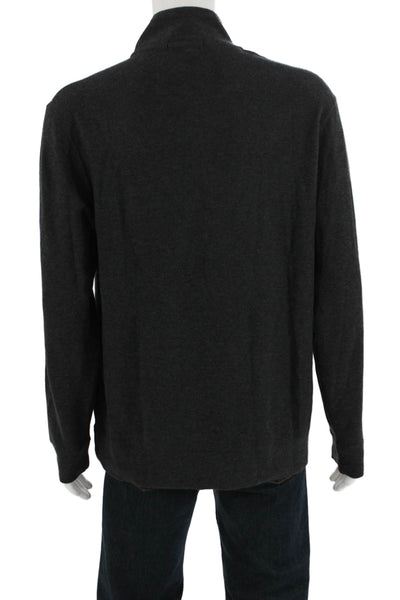 Banana Republic Mens Pullover Mock Neck Dark Gray Zip Sweater Size L